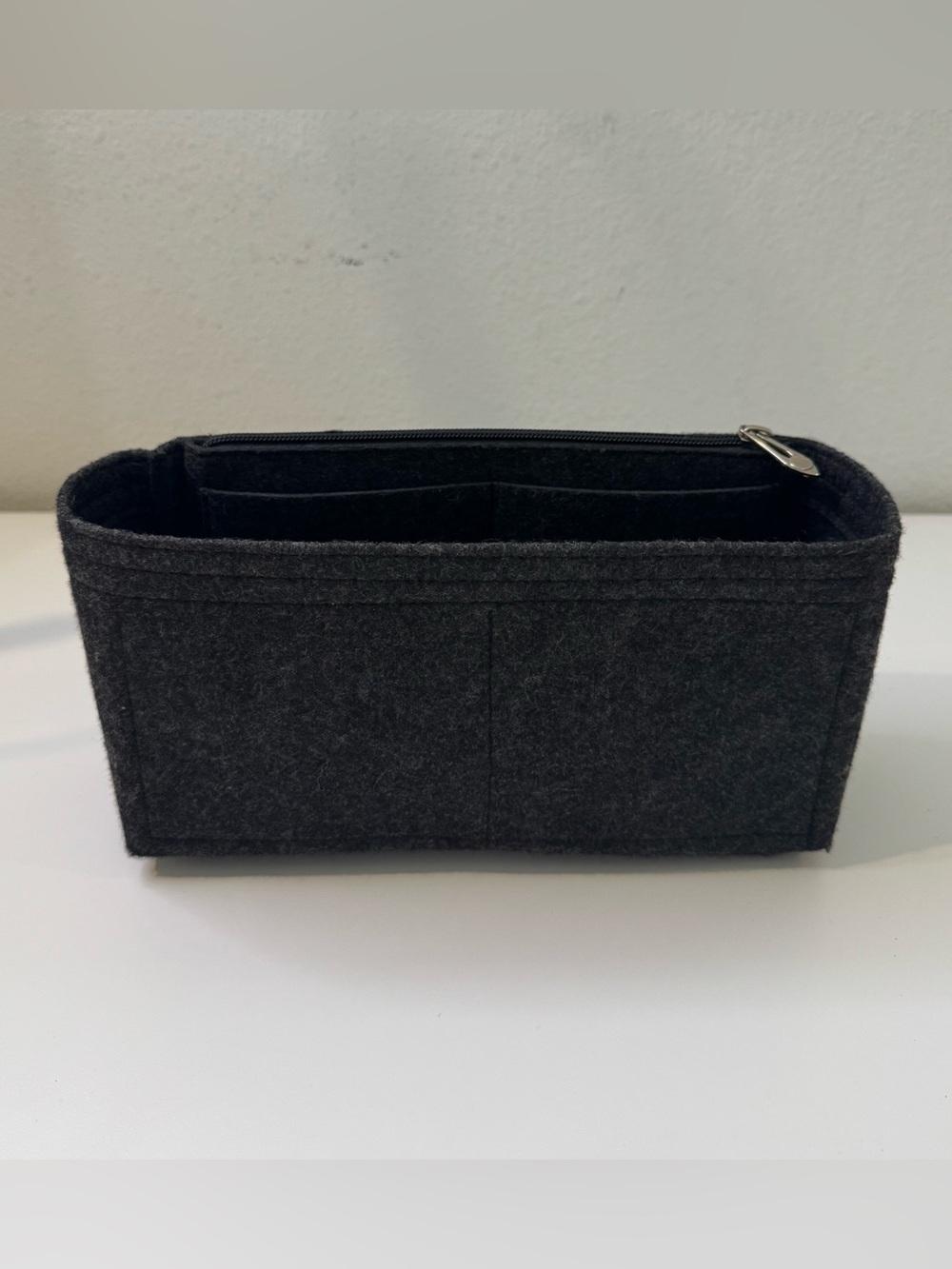 Bag Organizer Insert Pouch - Charcoal Gray felt Hermes kelly 28